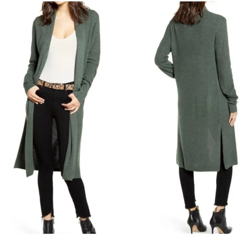 Leith Longline Cardigan in Forest Green